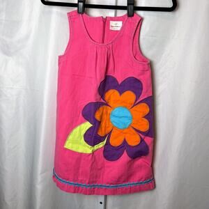 Hanna Andersson Girls Dress 120 6 7 Pink 100% Cotton Sleeveless Tank Flower Mod
